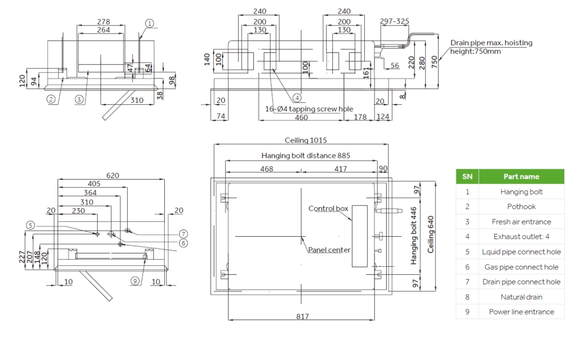 MyCond 2-way cassette overall dimensions