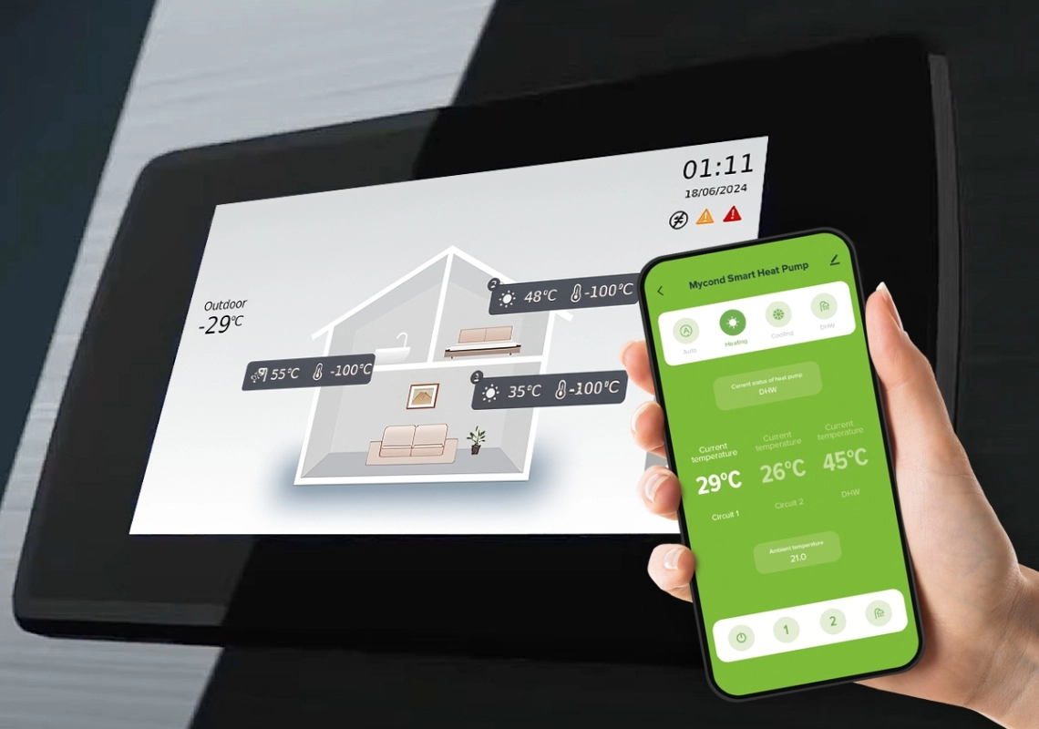 MyCond BeeSmart The controller optimizes heat pump performance with smart settings.