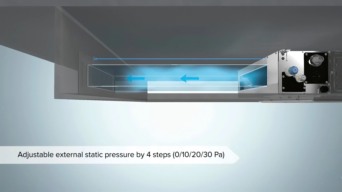 MyCond Low ESP slim duct external static pressure control 0–30 Pa
