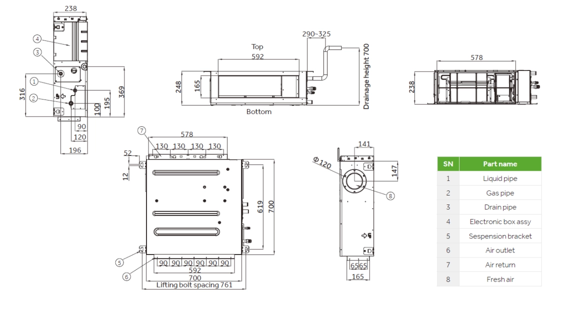 MyCond Medium ESP duct Overall Dimensions - 2