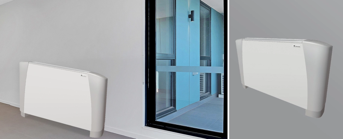 SEC/F series fan coil units installed in modern interiors.