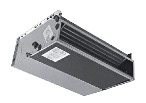 Versatile fan coil unit from the SEC/F series displayed indoors.